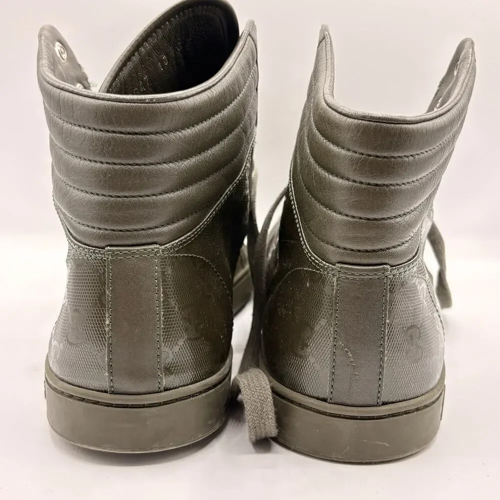 GUCCI Coda Imprime High Top Sneakers Gloss Military Green Sz 10G/10.5 US $1245
